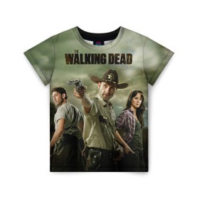 Детская футболка 3D с принтом The Walking Dead в Тюмени, 100% гипоаллергенный полиэфир | прямой крой, круглый вырез горловины, длина до линии бедер, чуть спущенное плечо, ткань немного тянется | зомби