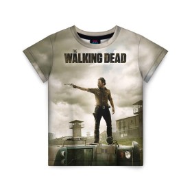 Детская футболка 3D с принтом The Walking Dead в Тюмени, 100% гипоаллергенный полиэфир | прямой крой, круглый вырез горловины, длина до линии бедер, чуть спущенное плечо, ткань немного тянется | зомби