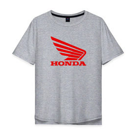 Мужская футболка хлопок Oversize с принтом Honda Red в Тюмени, 100% хлопок | свободный крой, круглый ворот, “спинка” длиннее передней части | Тематика изображения на принте: логотипа | хонда