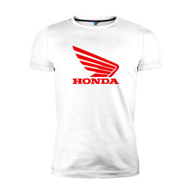 Мужская футболка премиум с принтом Honda Red в Тюмени, 92% хлопок, 8% лайкра | приталенный силуэт, круглый вырез ворота, длина до линии бедра, короткий рукав | логотипа | хонда