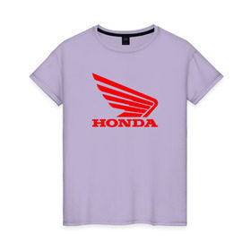 Женская футболка хлопок с принтом Honda Red в Тюмени, 100% хлопок | прямой крой, круглый вырез горловины, длина до линии бедер, слегка спущенное плечо | логотипа | хонда