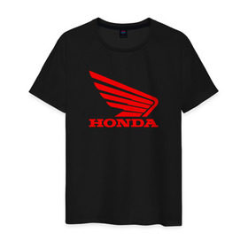 Мужская футболка хлопок с принтом Honda Red в Тюмени, 100% хлопок | прямой крой, круглый вырез горловины, длина до линии бедер, слегка спущенное плечо. | логотипа | хонда