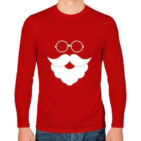 Мужской лонгслив хлопок с принтом Дед Мороз в очках в Тюмени, 100% хлопок |  | дед мороз | новый год | очки | санта | хипстер