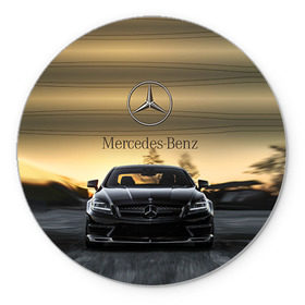 Коврик круглый с принтом Mercedes в Тюмени, резина и полиэстер | круглая форма, изображение наносится на всю лицевую часть | Тематика изображения на принте: amg | benz | mercedes | бенс | бенц | мерседес