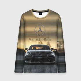 Мужской лонгслив 3D с принтом Mercedes в Тюмени, 100% полиэстер | длинные рукава, круглый вырез горловины, полуприлегающий силуэт | amg | benz | mercedes | бенс | бенц | мерседес
