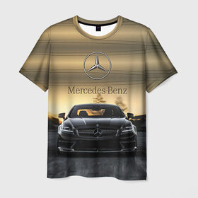 Мужская футболка 3D с принтом Mercedes в Тюмени, 100% полиэфир | прямой крой, круглый вырез горловины, длина до линии бедер | amg | benz | mercedes | бенс | бенц | мерседес