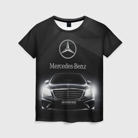 Женская футболка 3D с принтом Mercedes в Тюмени, 100% полиэфир ( синтетическое хлопкоподобное полотно) | прямой крой, круглый вырез горловины, длина до линии бедер | amg | benz | mercedes | бенс | бенц | мерседес