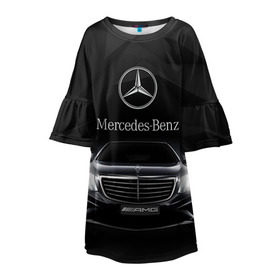 Детское платье 3D с принтом Mercedes в Тюмени, 100% полиэстер | прямой силуэт, чуть расширенный к низу. Круглая горловина, на рукавах — воланы | Тематика изображения на принте: amg | benz | mercedes | бенс | бенц | мерседес