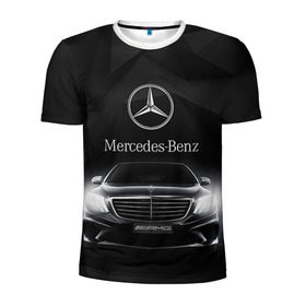 Мужская футболка 3D спортивная с принтом Mercedes в Тюмени, 100% полиэстер с улучшенными характеристиками | приталенный силуэт, круглая горловина, широкие плечи, сужается к линии бедра | Тематика изображения на принте: amg | benz | mercedes | бенс | бенц | мерседес