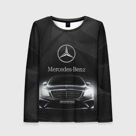 Женский лонгслив 3D с принтом Mercedes в Тюмени, 100% полиэстер | длинные рукава, круглый вырез горловины, полуприлегающий силуэт | amg | benz | mercedes | бенс | бенц | мерседес