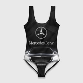 Купальник-боди 3D с принтом Mercedes в Тюмени, 82% полиэстер, 18% эластан | Круглая горловина, круглый вырез на спине | Тематика изображения на принте: amg | benz | mercedes | бенс | бенц | мерседес