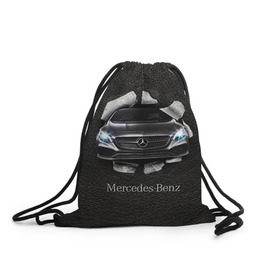Рюкзак-мешок 3D с принтом Mercedes в Тюмени, 100% полиэстер | плотность ткани — 200 г/м2, размер — 35 х 45 см; лямки — толстые шнурки, застежка на шнуровке, без карманов и подкладки | amg | benz | mercedes | бенс | бенц | кожа | мерседес