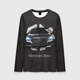 Мужской лонгслив 3D с принтом Mercedes в Тюмени, 100% полиэстер | длинные рукава, круглый вырез горловины, полуприлегающий силуэт | amg | benz | mercedes | бенс | бенц | кожа | мерседес
