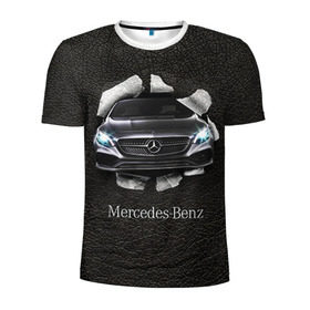 Мужская футболка 3D спортивная с принтом Mercedes в Тюмени, 100% полиэстер с улучшенными характеристиками | приталенный силуэт, круглая горловина, широкие плечи, сужается к линии бедра | amg | benz | mercedes | бенс | бенц | кожа | мерседес