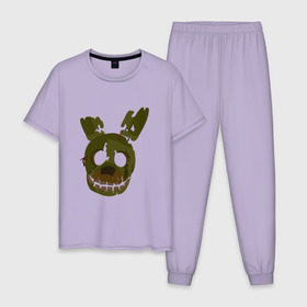 Мужская пижама хлопок с принтом FNaF Springtrap в Тюмени, 100% хлопок | брюки и футболка прямого кроя, без карманов, на брюках мягкая резинка на поясе и по низу штанин
 | Тематика изображения на принте: fnaf | фнаф