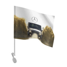 Флаг для автомобиля с принтом Mercedes в Тюмени, 100% полиэстер | Размер: 30*21 см | Тематика изображения на принте: amg | benz | gelentvagen | mercedes | бенс | бенц | гелентваген | гелик | мерседес