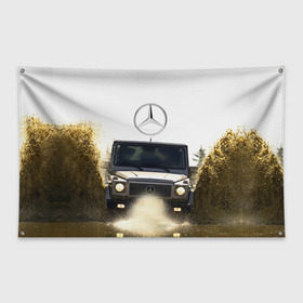 Флаг-баннер с принтом Mercedes в Тюмени, 100% полиэстер | размер 67 х 109 см, плотность ткани — 95 г/м2; по краям флага есть четыре люверса для крепления | amg | benz | gelentvagen | mercedes | бенс | бенц | гелентваген | гелик | мерседес