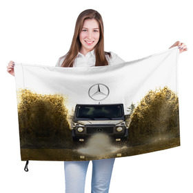 Флаг 3D с принтом Mercedes в Тюмени, 100% полиэстер | плотность ткани — 95 г/м2, размер — 67 х 109 см. Принт наносится с одной стороны | amg | benz | gelentvagen | mercedes | бенс | бенц | гелентваген | гелик | мерседес