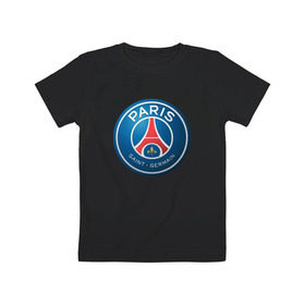 Детская футболка хлопок с принтом Paris Saint Germain в Тюмени, 100% хлопок | круглый вырез горловины, полуприлегающий силуэт, длина до линии бедер | псж