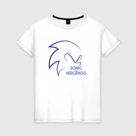 Женская футболка хлопок с принтом Sonic the Hedgehog в Тюмени, 100% хлопок | прямой крой, круглый вырез горловины, длина до линии бедер, слегка спущенное плечо | 