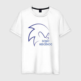 Мужская футболка хлопок с принтом Sonic the Hedgehog в Тюмени, 100% хлопок | прямой крой, круглый вырез горловины, длина до линии бедер, слегка спущенное плечо. | 