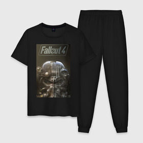Мужская пижама хлопок с принтом Fallout4 в Тюмени, 100% хлопок | брюки и футболка прямого кроя, без карманов, на брюках мягкая резинка на поясе и по низу штанин
 | 