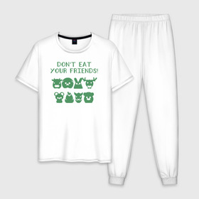 Мужская пижама хлопок с принтом Dont Eat Your Friends в Тюмени, 100% хлопок | брюки и футболка прямого кроя, без карманов, на брюках мягкая резинка на поясе и по низу штанин
 | 