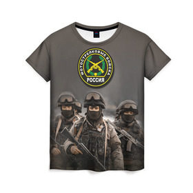 Женская футболка 3D с принтом Мотострелковые войска в Тюмени, 100% полиэфир ( синтетическое хлопкоподобное полотно) | прямой крой, круглый вырез горловины, длина до линии бедер | армия | войска | мотострелки | пехота | силовые войска