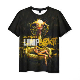 Мужская футболка 3D с принтом Limp Bizkit в Тюмени, 100% полиэфир | прямой крой, круглый вырез горловины, длина до линии бедер | Тематика изображения на принте: bizkit | cobra | gold | limp | limp bizkit | бизкит | голд | кобра | лимп | лимп бизкит | лимпбизкит | рок