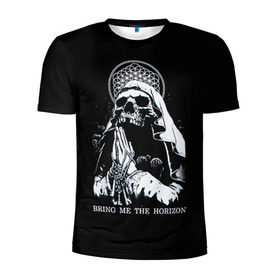 Мужская футболка 3D спортивная с принтом Bring Me The Horizon в Тюмени, 100% полиэстер с улучшенными характеристиками | приталенный силуэт, круглая горловина, широкие плечи, сужается к линии бедра | Тематика изображения на принте: bmth | bring me the horizon | hardcore | rock | музыка | рок