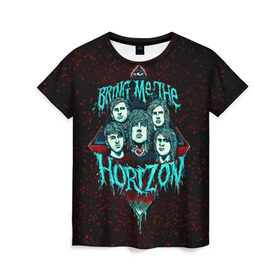 Женская футболка 3D с принтом Bring Me The Horizon в Тюмени, 100% полиэфир ( синтетическое хлопкоподобное полотно) | прямой крой, круглый вырез горловины, длина до линии бедер | bmth | bring me the horizon | hardcore | rock | музыка | рок