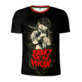 Мужская футболка 3D спортивная с принтом Bring Me The Horizon в Тюмени, 100% полиэстер с улучшенными характеристиками | приталенный силуэт, круглая горловина, широкие плечи, сужается к линии бедра | bmth | bring me the horizon | hardcore | rock | музыка | рок