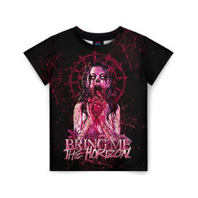 Детская футболка 3D с принтом Bring Me The Horizon в Тюмени, 100% гипоаллергенный полиэфир | прямой крой, круглый вырез горловины, длина до линии бедер, чуть спущенное плечо, ткань немного тянется | bmth | bring me the horizon | hardcore | rock | музыка | рок