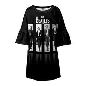 Детское платье 3D с принтом The Beatles в Тюмени, 100% полиэстер | прямой силуэт, чуть расширенный к низу. Круглая горловина, на рукавах — воланы | Тематика изображения на принте: beatles | rock | the beatles | битлз | битлс | битлы | рок