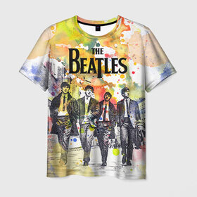 Мужская футболка 3D с принтом The Beatles в Тюмени, 100% полиэфир | прямой крой, круглый вырез горловины, длина до линии бедер | beatles | rock | the beatles | битлз | битлс | битлы | рок