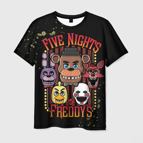Мужская футболка 3D с принтом Five Nights At Freddy`s в Тюмени, 100% полиэфир | прямой крой, круглый вырез горловины, длина до линии бедер | five nights at freddys | fnaf | freddy | игры | медведь | мишка | фнаф | фредди
