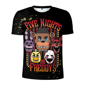 Мужская футболка 3D спортивная с принтом Five Nights At Freddy`s в Тюмени, 100% полиэстер с улучшенными характеристиками | приталенный силуэт, круглая горловина, широкие плечи, сужается к линии бедра | five nights at freddys | fnaf | freddy | игры | медведь | мишка | фнаф | фредди