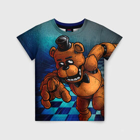 Детская футболка 3D с принтом Five Nights At Freddy`s в Тюмени, 100% гипоаллергенный полиэфир | прямой крой, круглый вырез горловины, длина до линии бедер, чуть спущенное плечо, ткань немного тянется | five nights at freddys | fnaf | freddy | игры | медведь | мишка | фнаф | фредди
