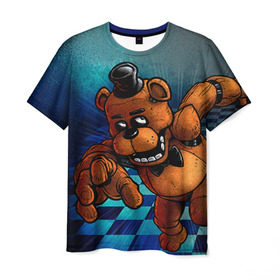 Мужская футболка 3D с принтом Five Nights At Freddy`s в Тюмени, 100% полиэфир | прямой крой, круглый вырез горловины, длина до линии бедер | five nights at freddys | fnaf | freddy | игры | медведь | мишка | фнаф | фредди