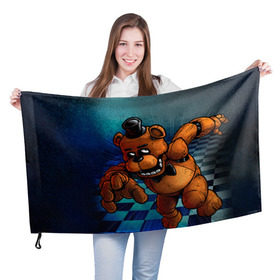 Флаг 3D с принтом Five Nights At Freddy`s в Тюмени, 100% полиэстер | плотность ткани — 95 г/м2, размер — 67 х 109 см. Принт наносится с одной стороны | five nights at freddys | fnaf | freddy | игры | медведь | мишка | фнаф | фредди