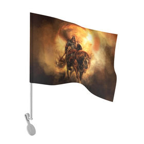 Флаг для автомобиля с принтом Богатырь с копьем в Тюмени, 100% полиэстер | Размер: 30*21 см | богатырь | витязь | воин | русский | скиф | славянин