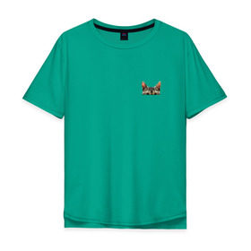 Мужская футболка хлопок Oversize с принтом Кот в кармашке в Тюмени, 100% хлопок | свободный крой, круглый ворот, “спинка” длиннее передней части | в кармане | киса | кот | коты | кошки | подглядывающий