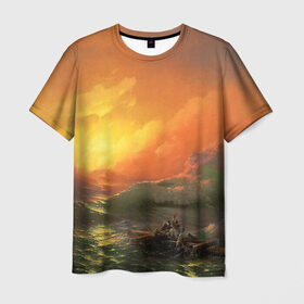 Мужская футболка 3D с принтом Айвазовский - 9 Вал в Тюмени, 100% полиэфир | прямой крой, круглый вырез горловины, длина до линии бедер | 9 вал | айвазовский | вал | девятый | картина | море | пейзаж | феодосия | художник | черное | шторм