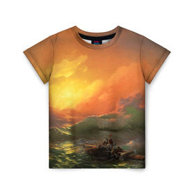 Детская футболка 3D с принтом Айвазовский - 9 Вал в Тюмени, 100% гипоаллергенный полиэфир | прямой крой, круглый вырез горловины, длина до линии бедер, чуть спущенное плечо, ткань немного тянется | 9 вал | айвазовский | вал | девятый | картина | море | пейзаж | феодосия | художник | черное | шторм