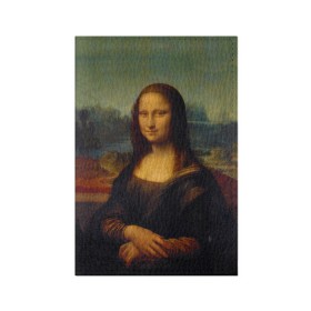 Обложка для паспорта матовая кожа с принтом Леонардо да Винчи - Мона Лиза в Тюмени, натуральная матовая кожа | размер 19,3 х 13,7 см; прозрачные пластиковые крепления | Тематика изображения на принте: картина | леонардо да винчи | лиза | мона | мона лиза | художник