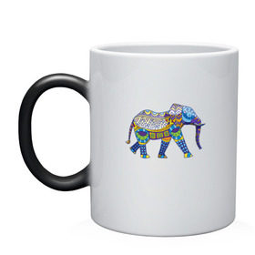 Кружка хамелеон с принтом Слон. Мозаика. Индия в Тюмени, керамика | меняет цвет при нагревании, емкость 330 мл | Тематика изображения на принте: индия | мозаика | слон