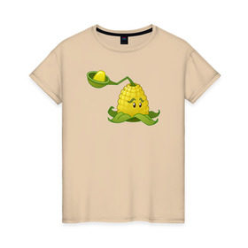Женская футболка хлопок с принтом Plants vs Zombies в Тюмени, 100% хлопок | прямой крой, круглый вырез горловины, длина до линии бедер, слегка спущенное плечо | plants vs zombies растения против зомби кукур