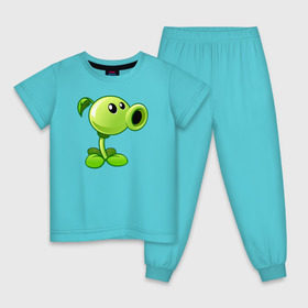 Детская пижама хлопок с принтом Peashooter в Тюмени, 100% хлопок |  брюки и футболка прямого кроя, без карманов, на брюках мягкая резинка на поясе и по низу штанин
 | peashooter plants vs zombies растения против