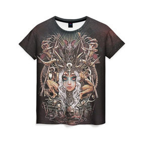 Женская футболка 3D с принтом Королева мертвых в Тюмени, 100% полиэфир ( синтетическое хлопкоподобное полотно) | прямой крой, круглый вырез горловины, длина до линии бедер | арт | девушка | королева | королева мертвых | кристофер ловелл | мода | некромантия | стиль | фэнтези
