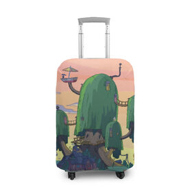 Чехол для чемодана 3D с принтом Adventure Time в Тюмени, 86% полиэфир, 14% спандекс | двустороннее нанесение принта, прорези для ручек и колес | adventure time | время приключений | пейзаж